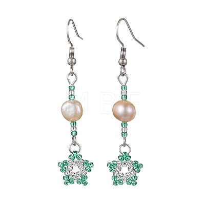 Natural Pearl Dangle Earrings EJEW-MZ00120-05-1