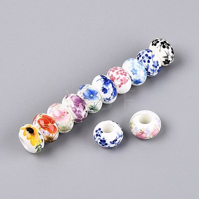 Printed Handmade Porcelain European Beads PORC-Q007-12-1