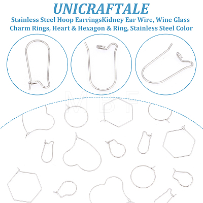 Unicraftale 100Pcs 5 Style 304 Stainless Steel Hoop Earrings STAS-UN0045-56-1