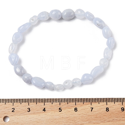 Natural Blue Lace Agate Bead Stretch Bracelets BJEW-K213-37-1