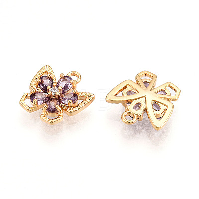 Brass Micro Pave Cubic Zirconia Charms KK-N262-111A-G-1