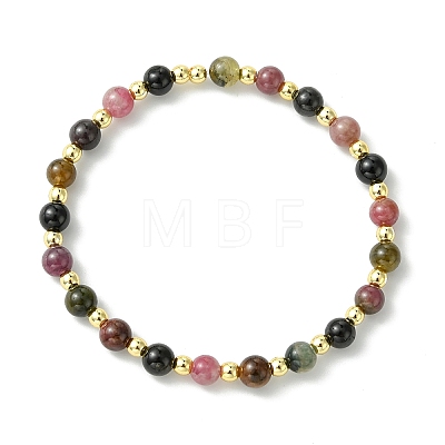 Natural Multicolor Tourmaline & Synthetic Non-magnetic Hematite Beaded Stretch Bracelets for Women BJEW-JB13941-1