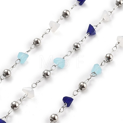 Handmade Brass & Glass Bead Chains CHC-L051-03P-02-1