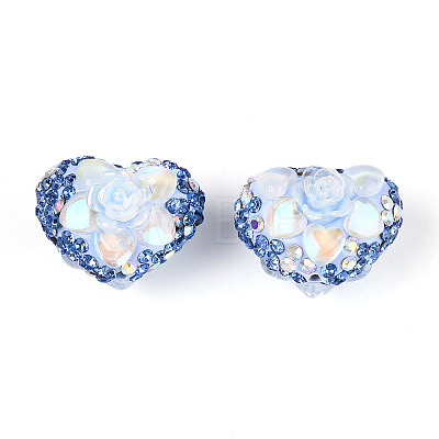 Heart Shape Polymer Clay Pave Rhinestone Beads RB-T018-03F-1