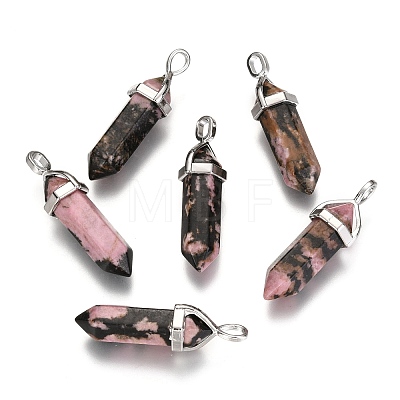 Natural Rhodonite Double Terminated Pointed Pendants X-G-F295-05D-1
