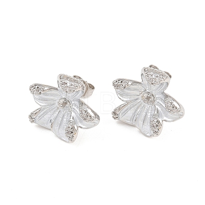 Brass Micro Pave Cubic Zirconia Stud Earring Findings CU-CBAA5EE-04P-04-1