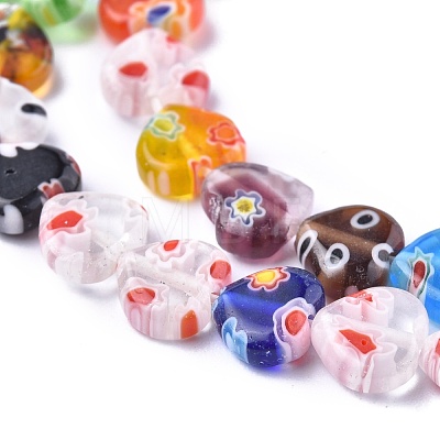 Heart Handmade Millefiori Glass Beads Strands LK-R004-65-1