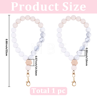1Pc Silicone & Wood Pendant Decorations HJEW-BM0001-61D-1