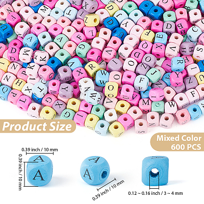 600Pcs Natural Wood Printed Beads WOOD-PA0001-48-1