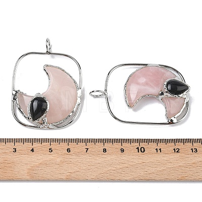 Natural Rose Quartz & Obsidian Big Pendants G-Z142-01P-B01-1