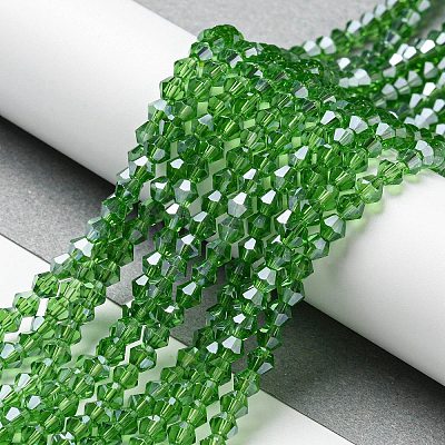 Transparent Electroplate Glass Beads Strands GLAA-F029-4mm-C03-1