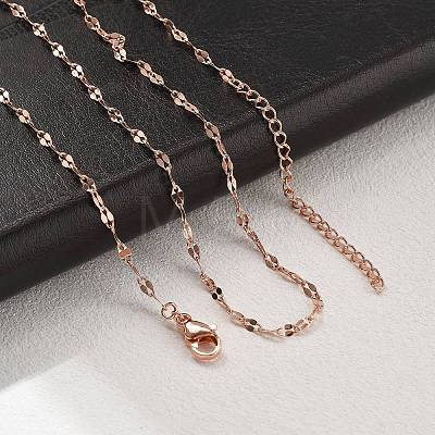 Brass Dapped Chains Necklaces for Women NJEW-D302-23RG-1