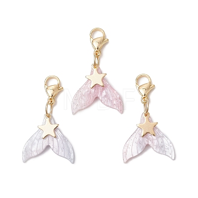 Mermaid Tail Resin Pendant Decorations HJEW-JM03120-1