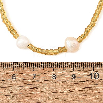 Potato Natural Cultured Freshwater Pearl and Glass Seed Beads Beaded Necklaces NJEW-JN06684-1