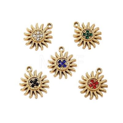 304 Stainless Steel Micro Pave Rhinestone Charms STAS-G369-05G-1