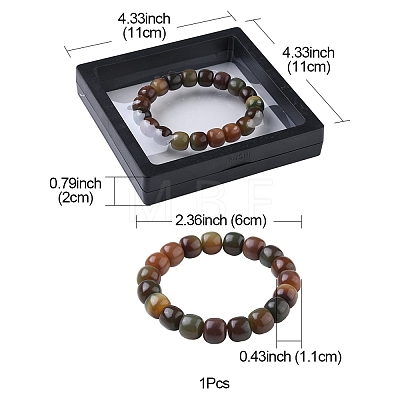 Bodhi Wood Column Beaded Stretch Bracelet for Women BJEW-YW0001-04B-1