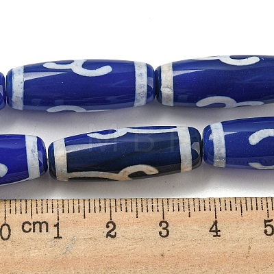 Blue Tibetan Style dZi Beads Strands TDZI-NH0001-B03-01-1