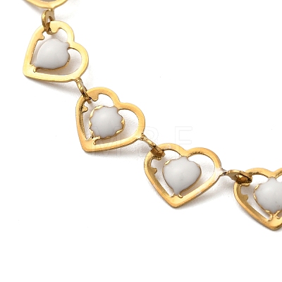 304 Stainless Steel Heart Link Bracelets for Women BJEW-C076-02A-03-1