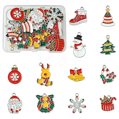 24Pcs 12 Styles Christmas Theme Alloy Enamel Pendants ENAM-FS0002-19G-1