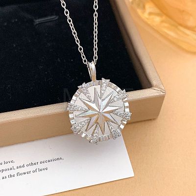 Brass Micro Pave Clear Cubic Zirconia Pendant Necklaces for Women WGF4498-06-1
