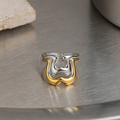 304 Stainless Steel Cuff Open Rings for Women FM5504-1