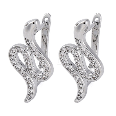 Brass Clear Cubic Zirconia Hoop Earrings EJEW-Q014-36P-1