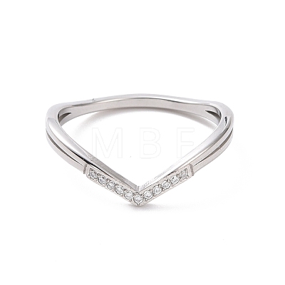 Clear Cubic Zirconia Wave Finger Ring RJEW-D120-19P-1