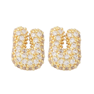 Brass Micro Pave Cubic Zirconia Stud Earrings EJEW-Z091-04G-U-1