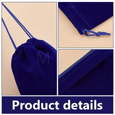   30Pcs Rectangle Velvet Pouches TP-PH0001-21B-1