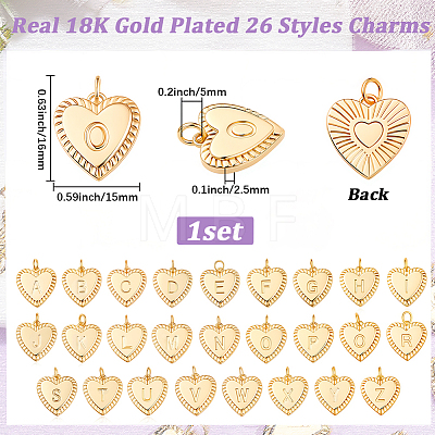 1Bag Brass Initial Pendants KK-BBC0026-11-1