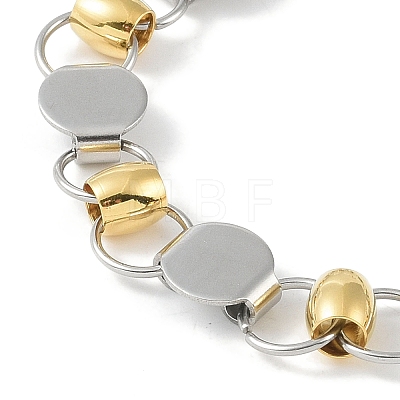201 Stainless Steel Flat Round Link Chain Bracelets for Women Men BJEW-I316-08B-1
