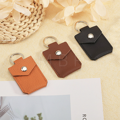 CHGCRAFT 3Pcs 3 Colors Access Card Holder Leather Keychain KEYC-CA0001-53-1