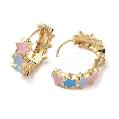 Star Real 18K Gold Plated Brass Hoop Earrings EJEW-L268-013G-02-1