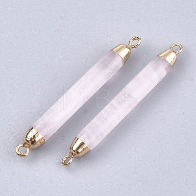 Electroplate Natural Rose Quartz Links connectors G-S344-73H-1