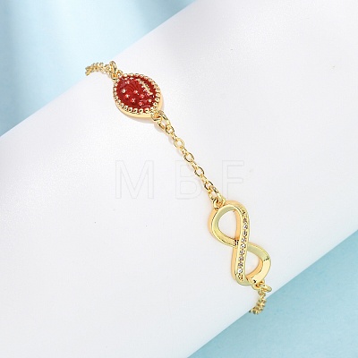 Sports Brass Micro Pave Cubic Zirconia Infinity Link Bracelets BJEW-D386-01C-G-1