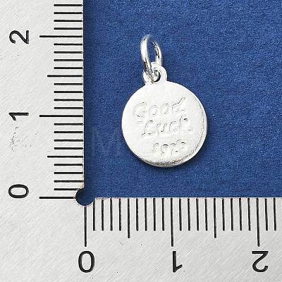 925 Sterling Silver Flat Round with Word Good Luck Charms STER-M119-04S-1