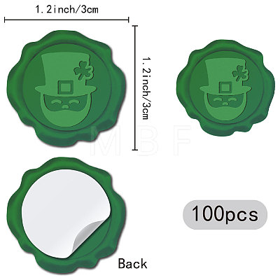 CRASPIRE 100Pcs Saint Patrick's Day Adhesive Wax Seal Stickers DIY-CP0010-17D-1