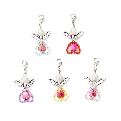 ABS Plastic Imitation Pearl & Transparent Acrylic Pendants Decorations HJEW-JM03603-02-1