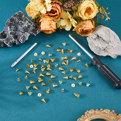 100 Bags Alloy Spiked Cone Rivets for Bag Decoration FIND-CL0002-06G-1
