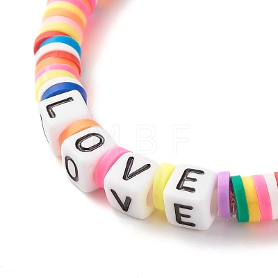 Love Word Acrylic Beads Stretch Bracelet BJEW-JB07307-1