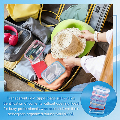 6Pcs 6 Colors Transparent PET Desktop Storage Zipper Boxes ABAG-WA0001-44A-1