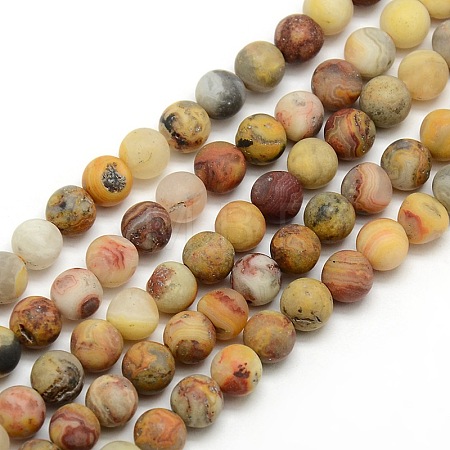 Frosted Natural Crazy Lace Agate Round Bead Strands G-M063-4mm-02-1