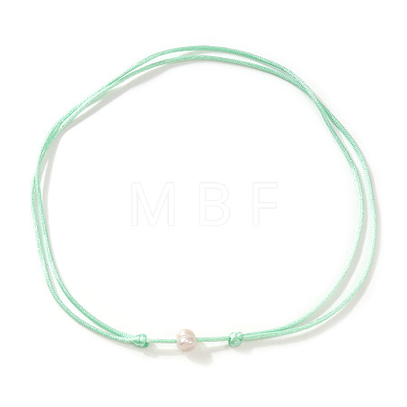Imitation Pearl White Potato Pendant Adjustable Waxed Cord Necklaces for Women OH8963-2-1