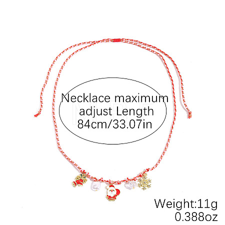 Christmas Alloy & Acrylic Pendant Braided Polyester Cord Necklaces FS-WG3DBCD-10-1