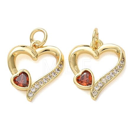 Valentine's Day Brass Micro Pave Orange Cubic Zirconia Pendants CU-E003-17G-C-1