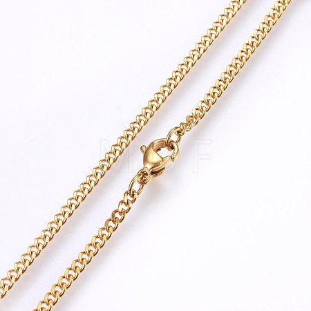 304 Stainless Steel Curb Chain Necklaces MAK-L015-32I-1