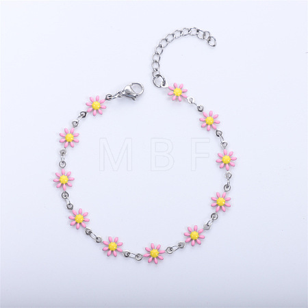 Daisy Alloy Enamel Link Chain Bracelets for Women FS-WGBA8A6-04-1