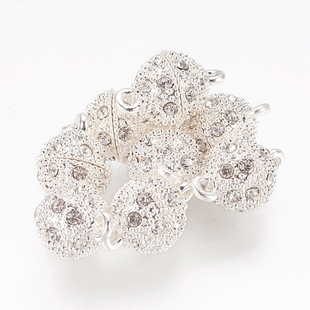 Alloy Rhinestone Magnetic Clasps with Loops X-RB-H116-2-S-1