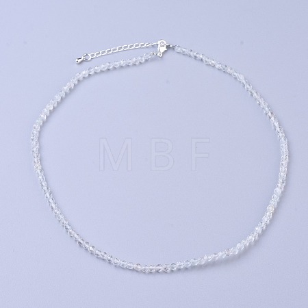 Natural White Topaz Beaded Necklaces NJEW-K114-A-A09-1