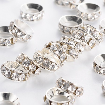 Brass Rhinestone Spacer Beads RB-A020-10mm-01S-1